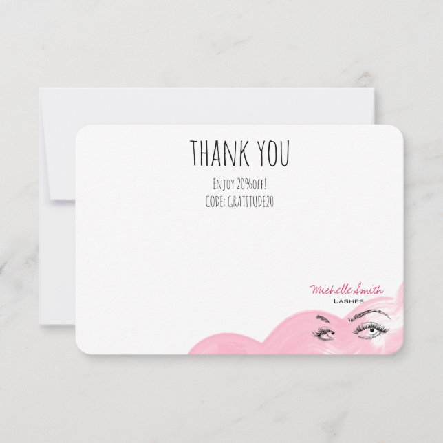Makeup Lashes Brow Pink Thank you Qr Code Discount (Front)