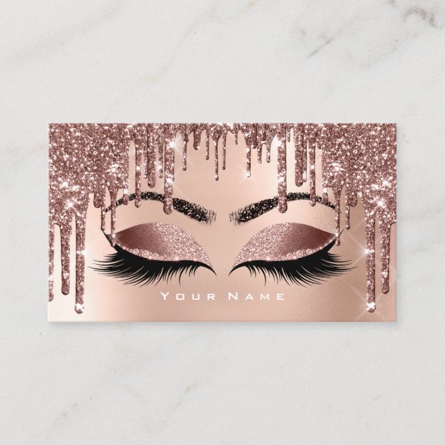 Makeup Lashes Glitter Rose Nails Eyes Skinny Business Card (Front)