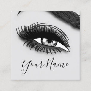 Makeup Lashes Gray Microblade Logo QR Code Square Business Card
