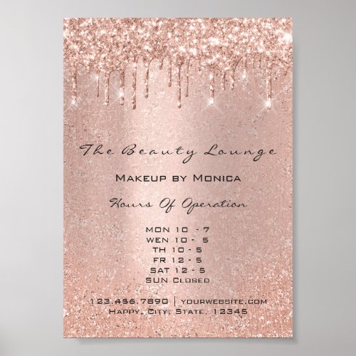 Makeup Lashes Opening Hours Salon Drip Rose Prices Poster