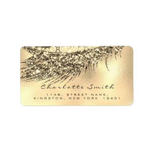 Makeup Lashes Return Address Gold Name Lux RSVP Label