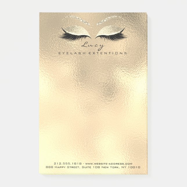 Makeup Lashes Rose Name Web Telephone Gold Glass Post-it Notes (Front)