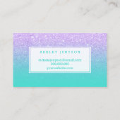 Makeup lashes typography faux lavender glitter business card (Back)