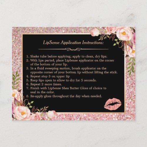 Makeup Lips Instruction Tips  Rose Gold Floral Postcard