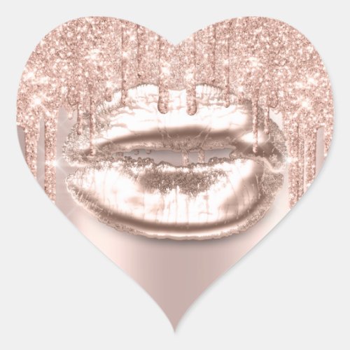 Makeup Lips Kiss 16th Bridal Rose Glitter Spark Heart Sticker