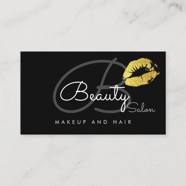 makeup lips salon-card . beauty salon monogram business card (Front)