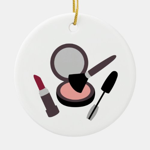 Makeup Lipstick Mascara Blush Ceramic Ornament