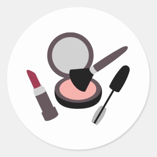 Makeup Lipstick Mascara Blush Classic Round Sticker