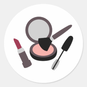 Makeup Lipstick Mascara Blush Classic Round Sticker