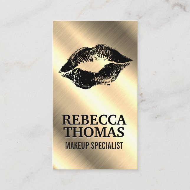 Makeup Lipstick Stain | Gold Metallic Business Card (Front)
