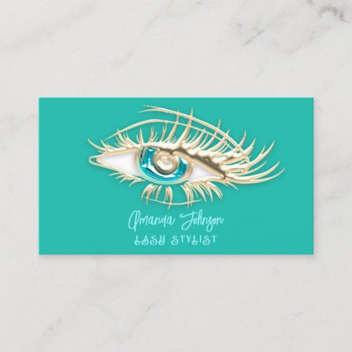 Makeup Logo Aqua Oceanic Blue Eyelash Qr Code  Business Card