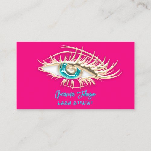 Makeup Logo Fuchsia Oceanic Blue Eyelash Qr Code  Business Card