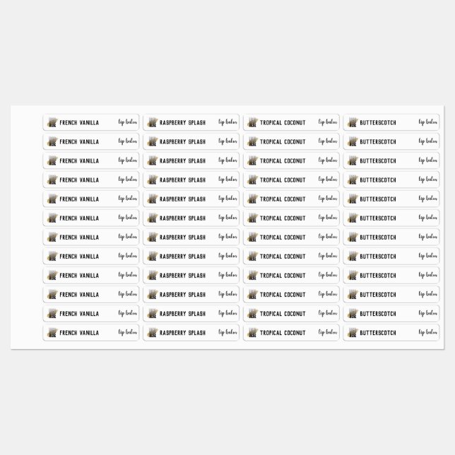 Makeup Logo Lip gloss Balm Mascara Product Labels (Sheet)