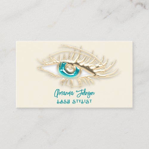 Makeup Logo Yellow Aqua Gold Blue Eyelash QrCode   Business Card