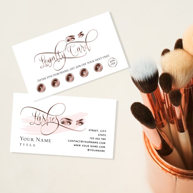 Makeup loyalty card rose gold beautiful lashes (Creator Uploaded)
