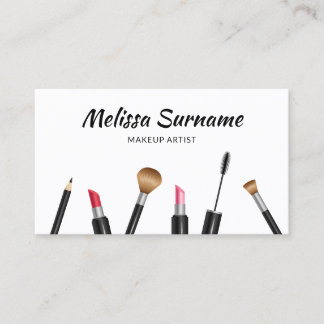 Makeup Mascara, Lipstick, Brush Etc. Makeup Artist Business Card