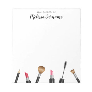 Makeup Mascara, Lipstick, Pencil, Brushes & Name Notepad