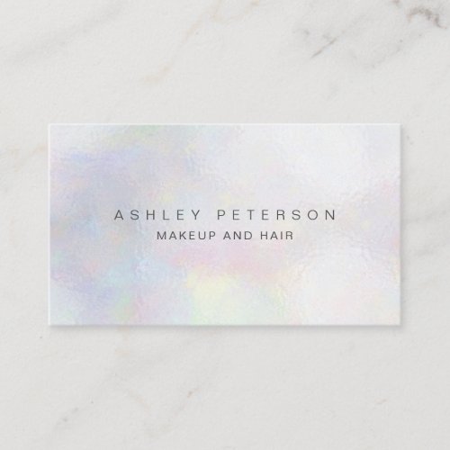 Makeup modern nacre pearl iridescent holographic business card
