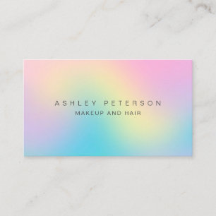 Makeup modern pastel holographic iridescent ombre business card