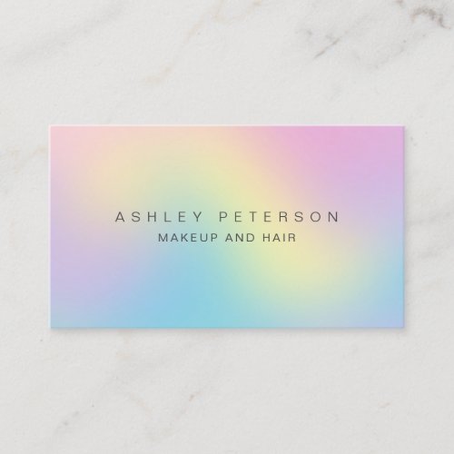 Makeup modern pastel holographic iridescent ombre business card