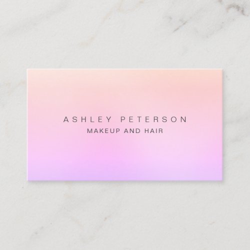 Makeup modern pastel pink coral purple gradient business card