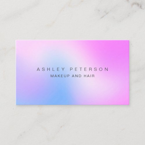 Makeup modern pink holographic iridescent ombre business card