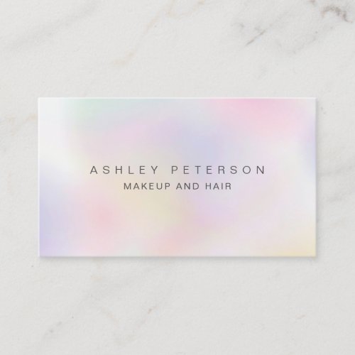 Makeup modern pink pearl iridescent holographic business card