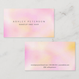 Makeup modern pink pearl iridescent holographic business card
