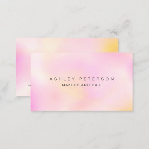 Makeup modern pink pearl iridescent holographic business card