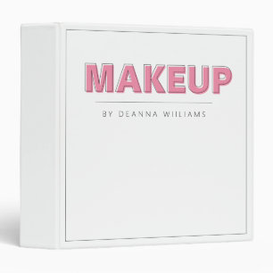 Makeup Modern Portfolio Pink Off Center Text 3 Ring Binder