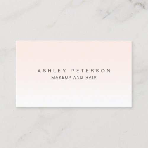 Makeup modern simple blush pink white ombre business card