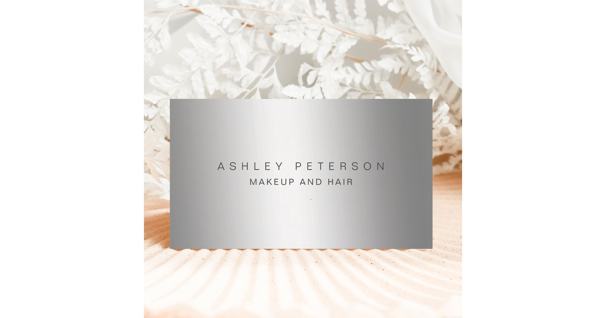 Makeup modern simple silver gray metallic foil business card