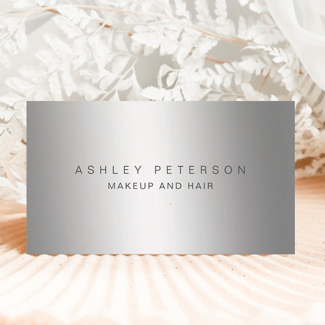 Makeup modern simple silver gray metallic foil business card (Creator Uploaded)