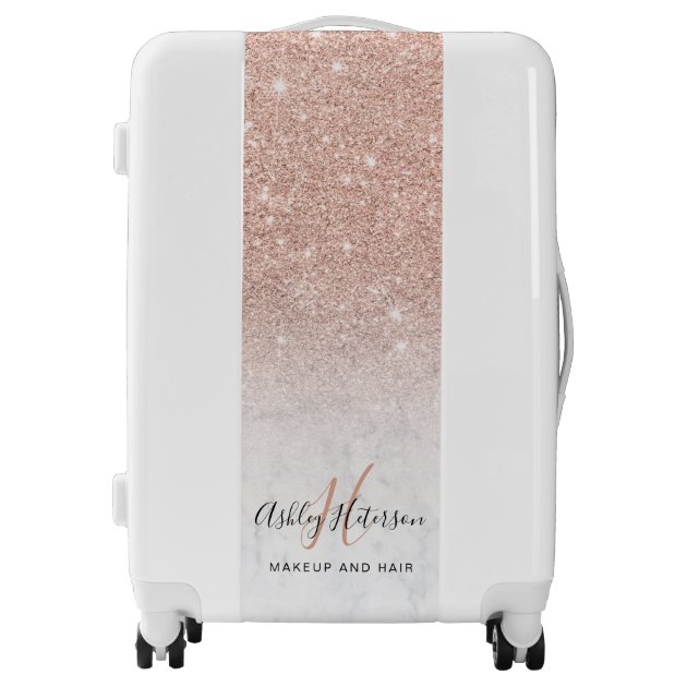 marble rose gold suitcase