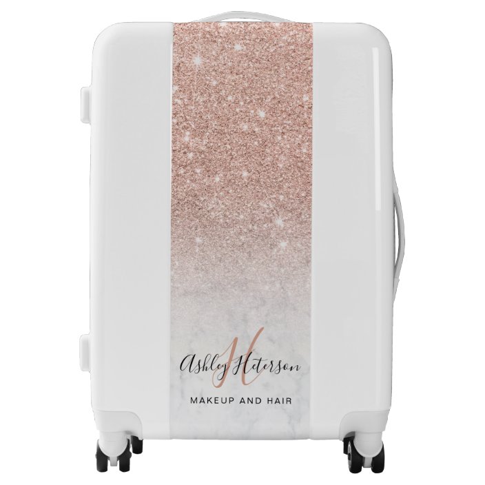 rose gold marble suitcase