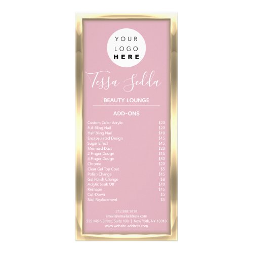 Makeup Nail Manicure Pedicure Pink Price List  Rack Card