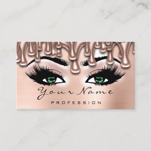Makeup Nails Lash Makeup Rose Drips Blush Green Business Card