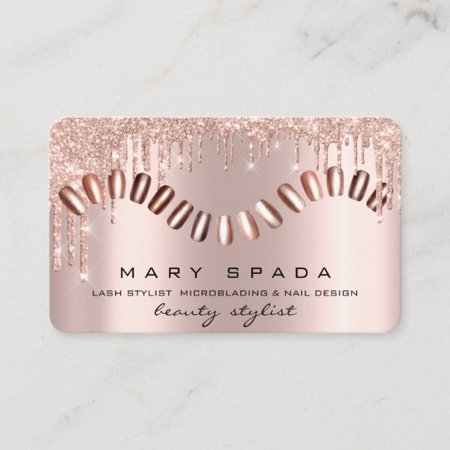 Makeup Nails Manicure Rose Spark Fashion Lux Business Card (Front)