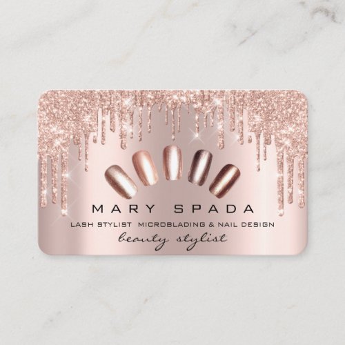 Makeup Nails Manicure Rose Spark Glitter Lux Business Card