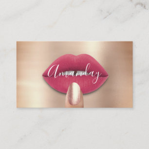 Makeup Nails Rose Pink Kiss Lips Logo QR Code Business Card