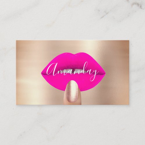 Makeup Nails Rose Pink Lips Logo QR Code Logo  Business Card