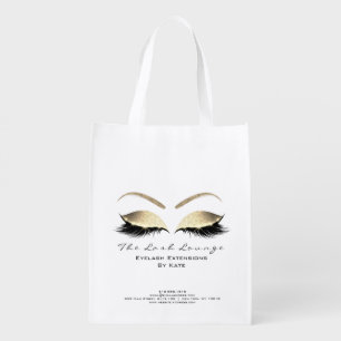Makeup Name Beauty Studio Lashes Black Adress Reusable Grocery Bag