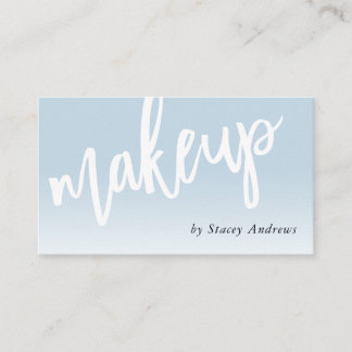 MAKEUP OMBRE FADE cute brush lettered pale blue Business Card