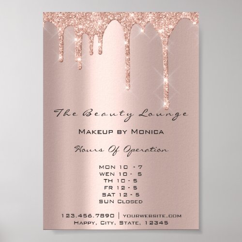 Makeup Opening Hours Rose Salon Drips Spark Prices Poster