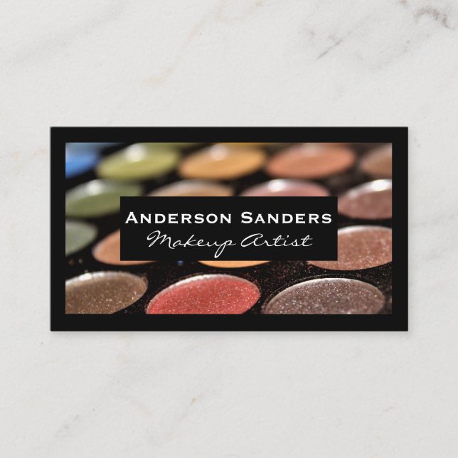Makeup Palette | Black Border Business Card (Front)