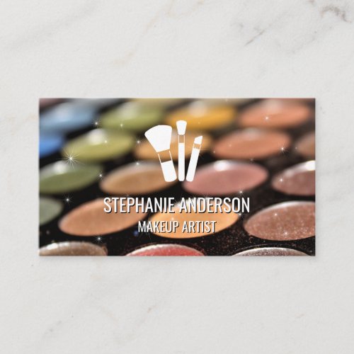 Makeup Palette   Makeup Brush Logo  Sparkle Business Card