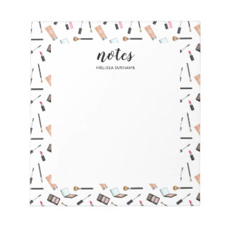 Makeup Pattern Borders With Personalized Name Notepad