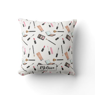 Makeup Pattern Together With Personalized Name Throw Pillow