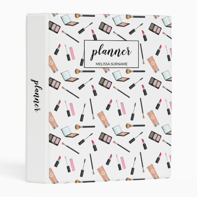 Makeup Pattern With Custom Title And Name Mini Binder (Front/Spine)