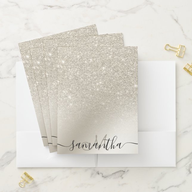 Makeup pearl glitter ivory ombre gradient metallic pocket folder (In Situ)